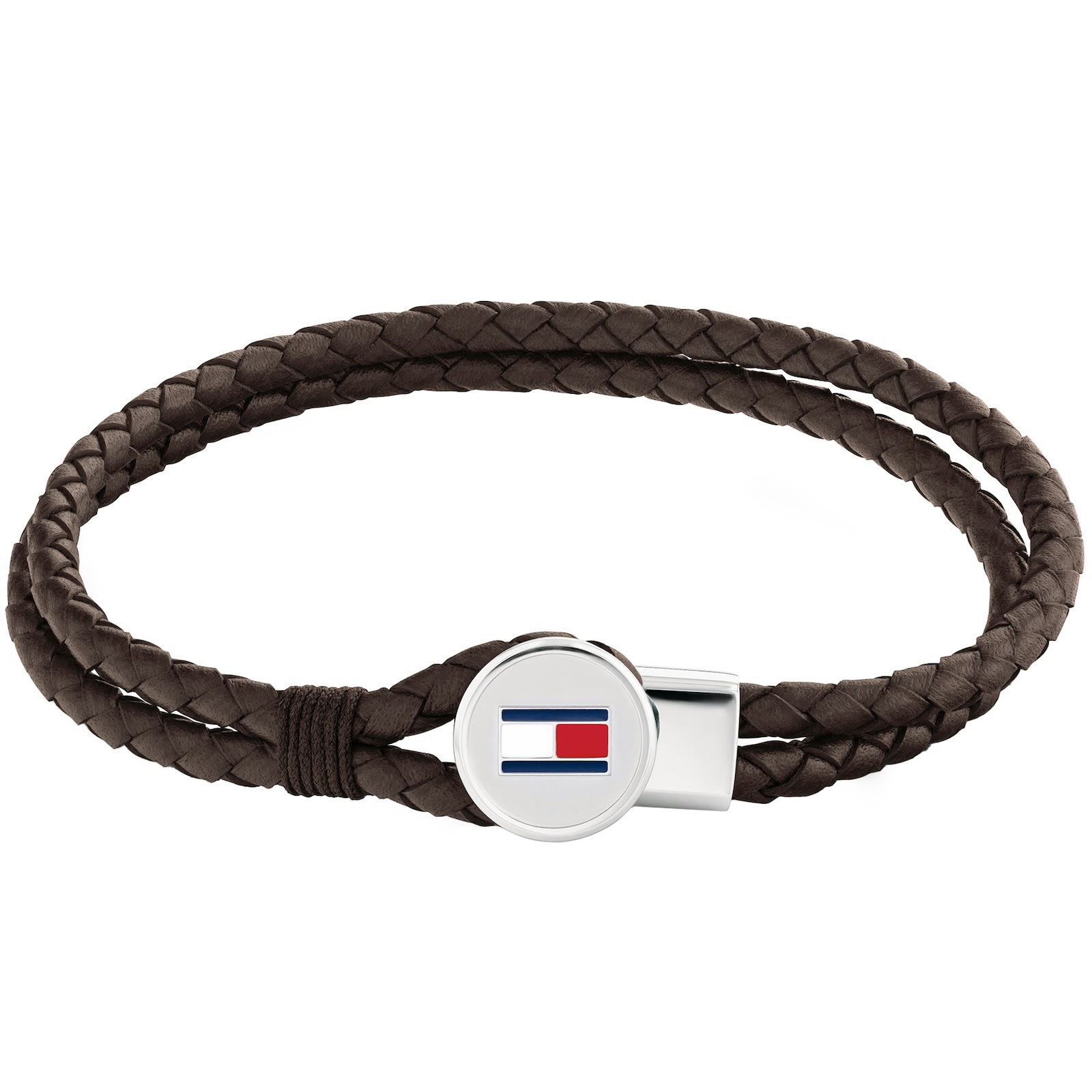 Tommy Hilfiger Braided Leather Bracelet In Brown