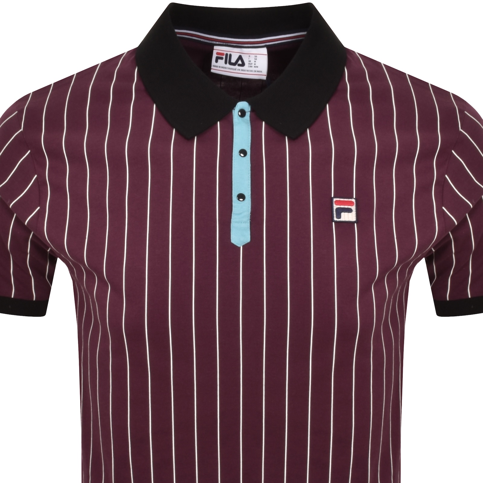 Fila Vintage Classic Stripe Polo T Shirt Burgundy In Multi