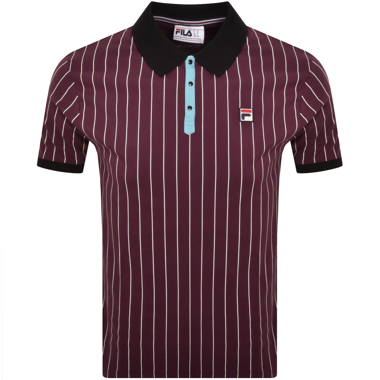 Fila Vintage Classic Stripe Polo T Shirt Burgundy In Multi