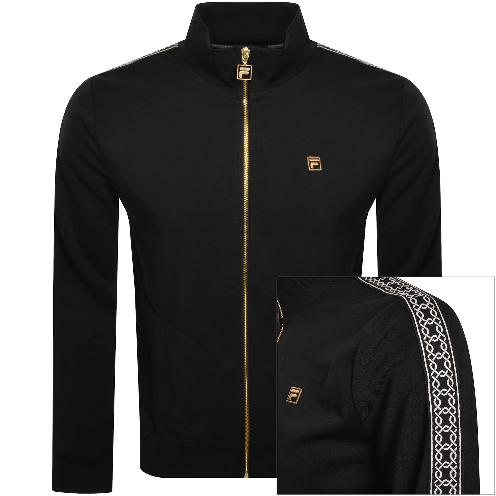 Fila Vintage Fila Roman Tape Track Top Black In Black