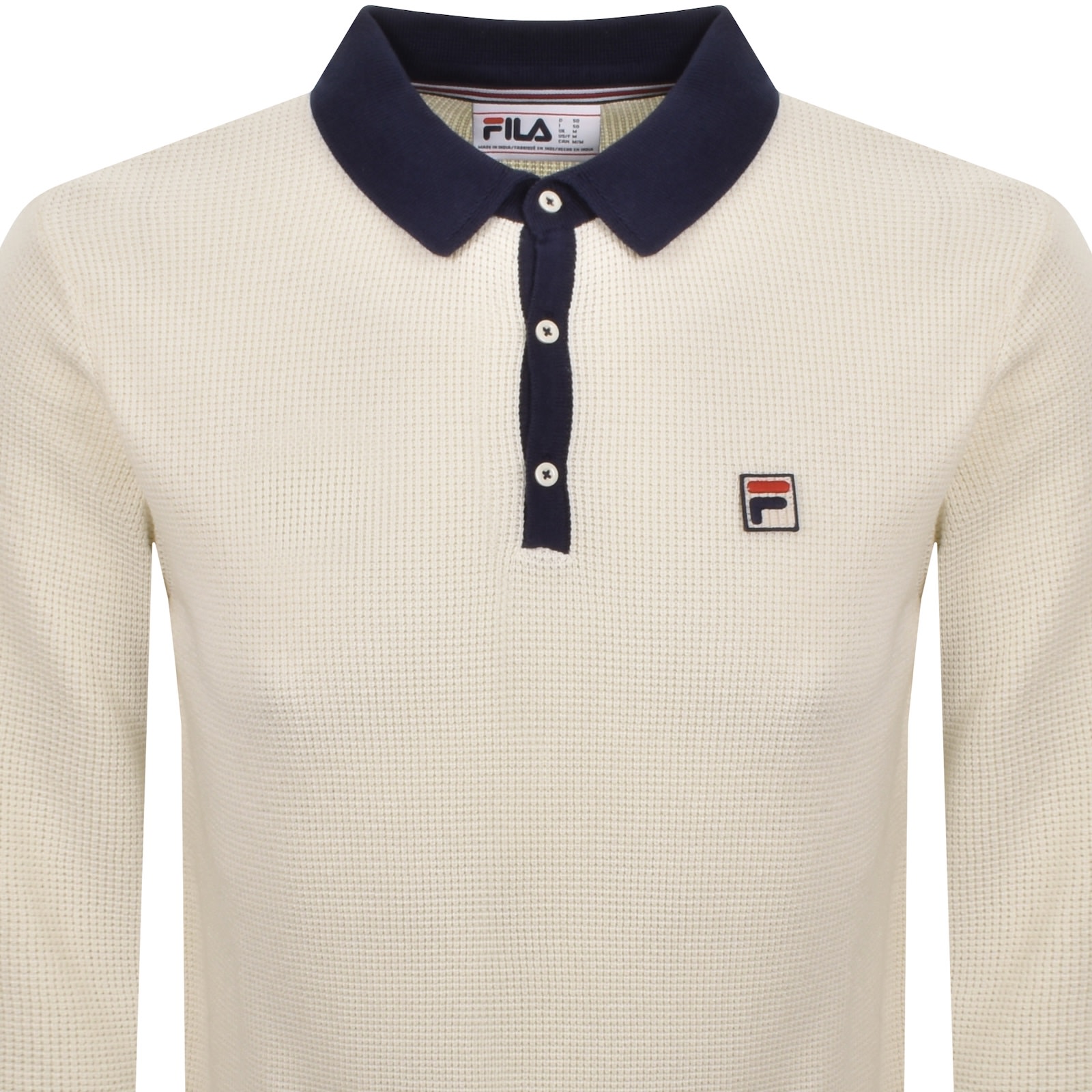 Fila Vintage Fila Nowell Waffle Knit Polo Jumper Off White In Neutral