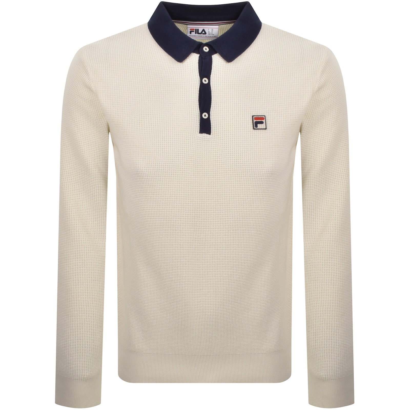 Fila Vintage Fila Nowell Waffle Knit Polo Jumper Off White In Neutral