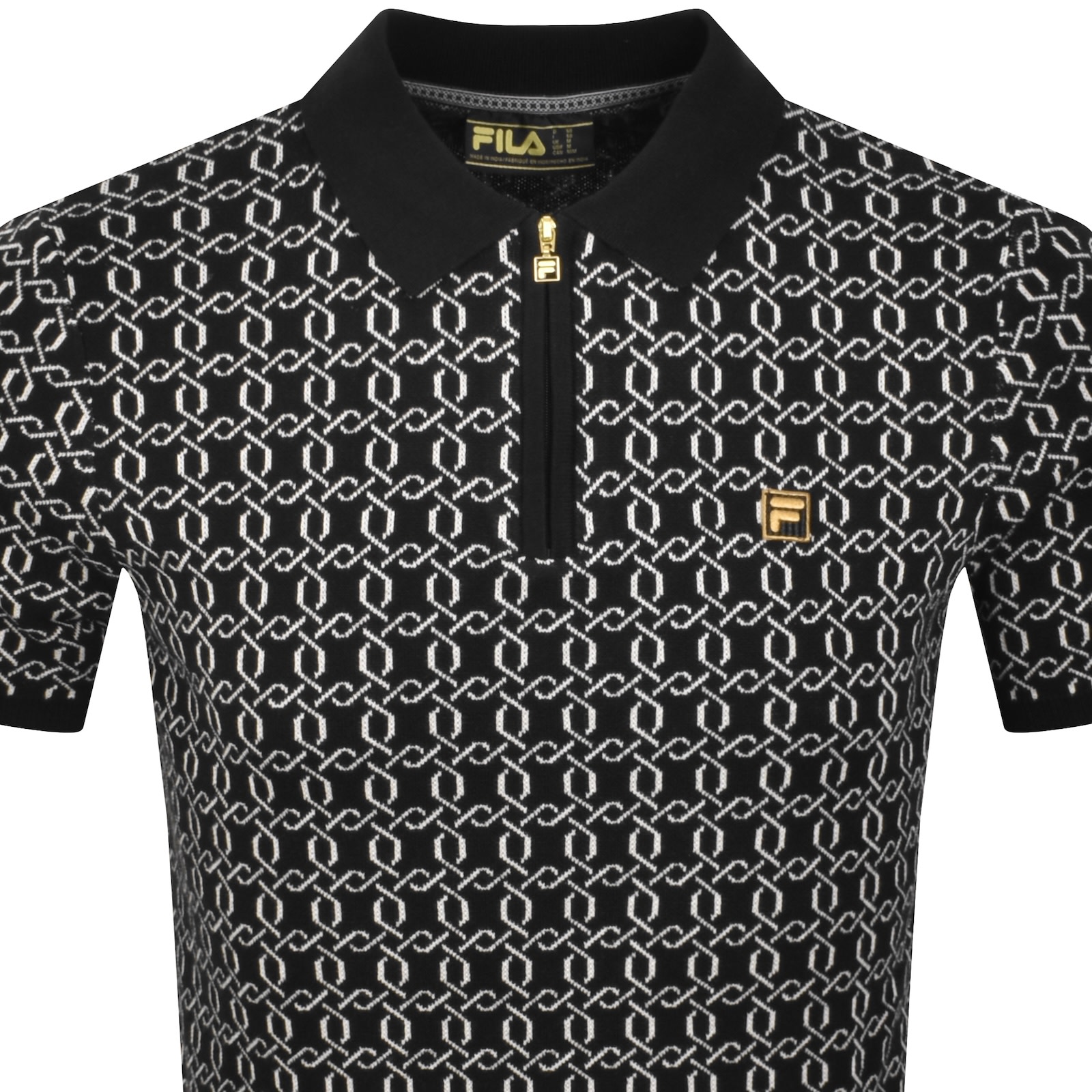 Fila Vintage Fila Jackson Jacquard Polo T Shirt Black In Black