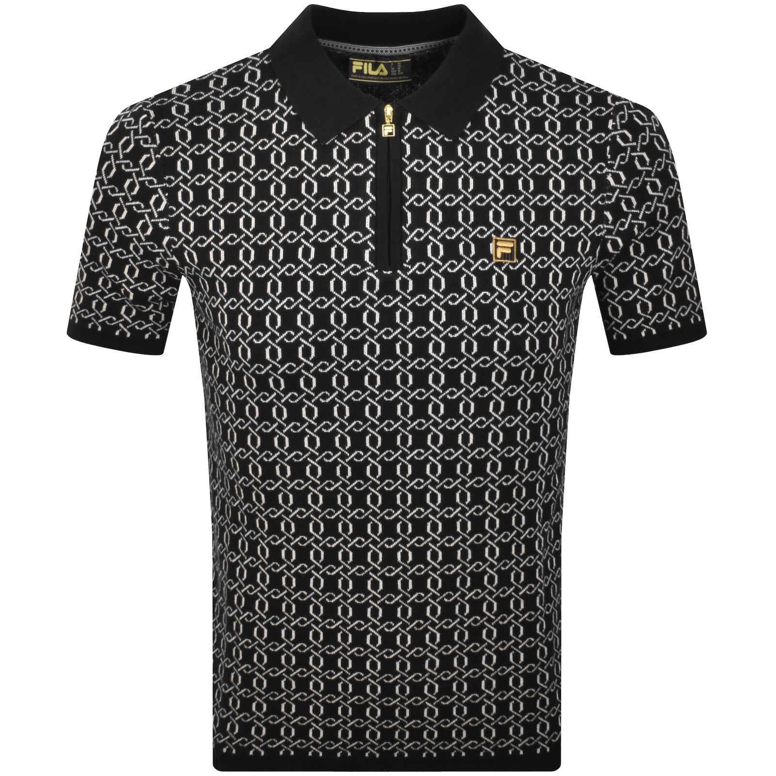 Fila Vintage Fila Jackson Jacquard Polo T Shirt Black In Black