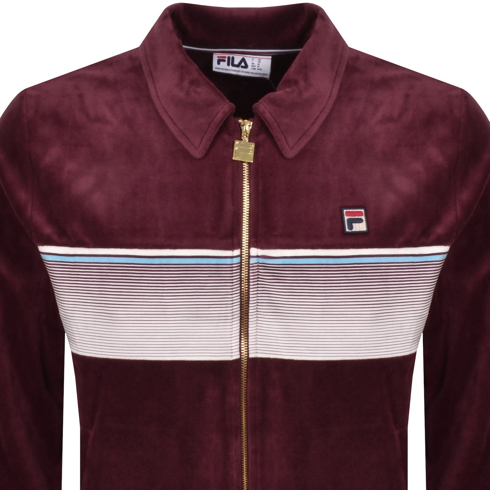 Fila Vintage Fila Malakai Velour Track Top Burgundy In Brown