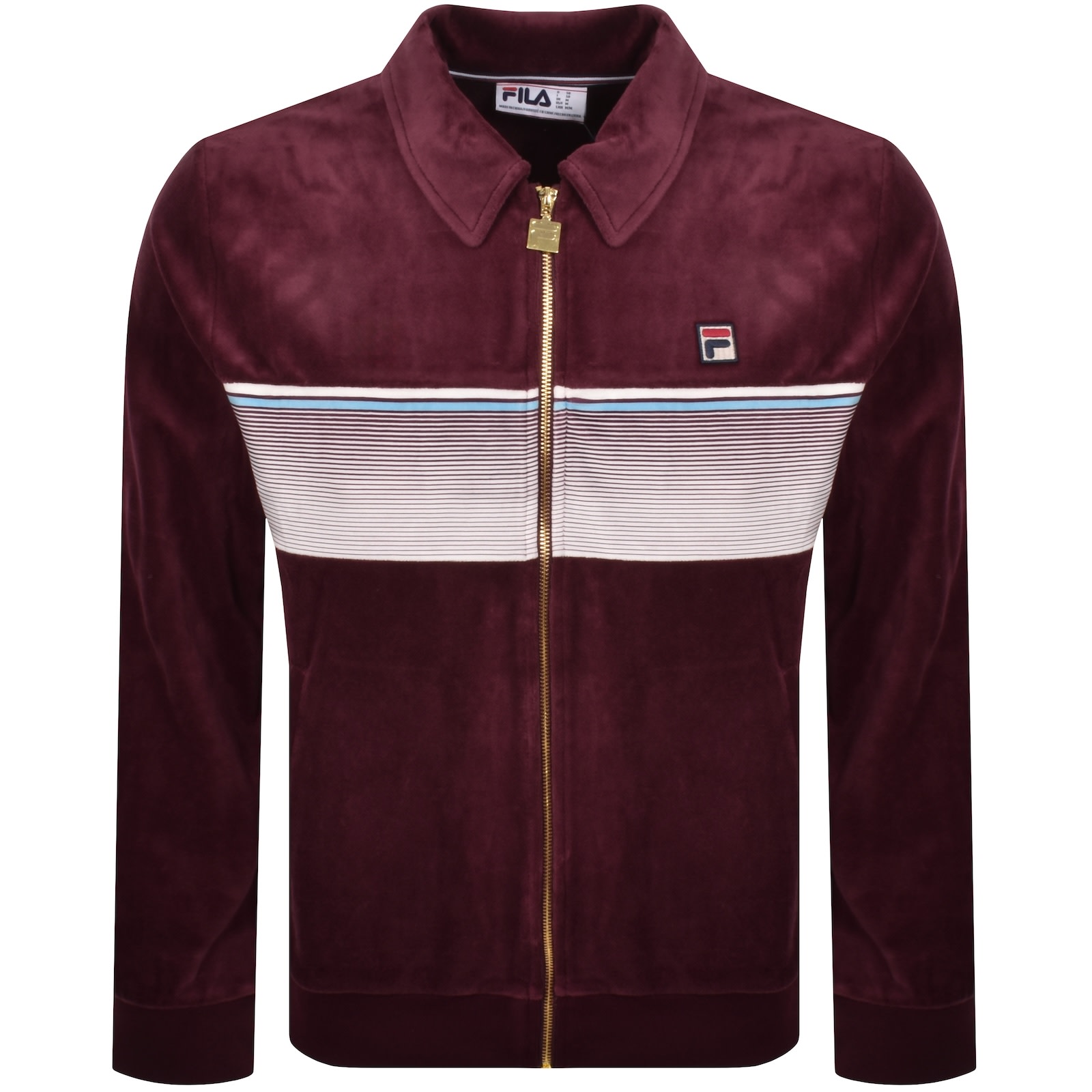 Fila Vintage Fila Malakai Velour Track Top Burgundy In Brown