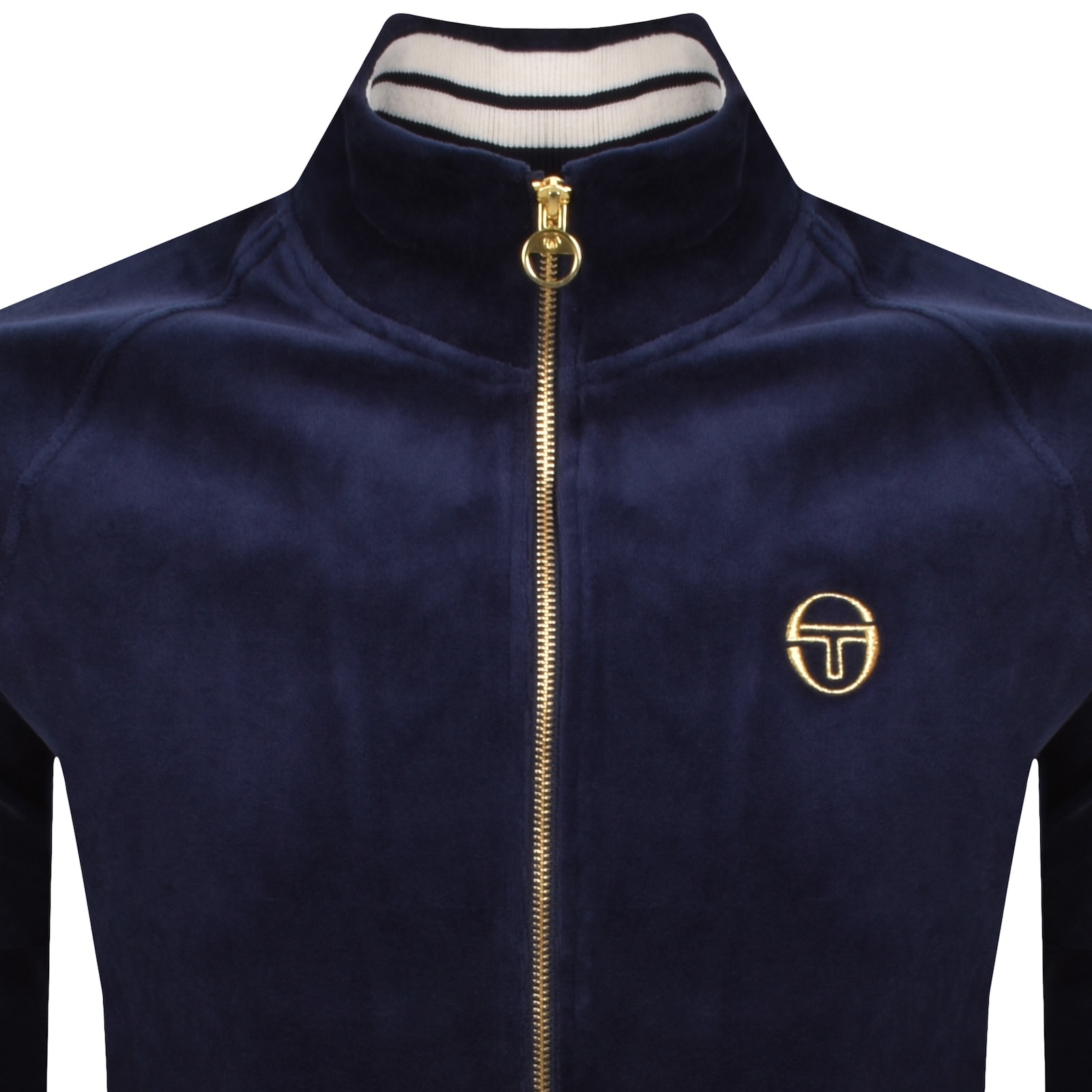 Sergio Tacchini Court Velour Track Top Bllue In Blue
