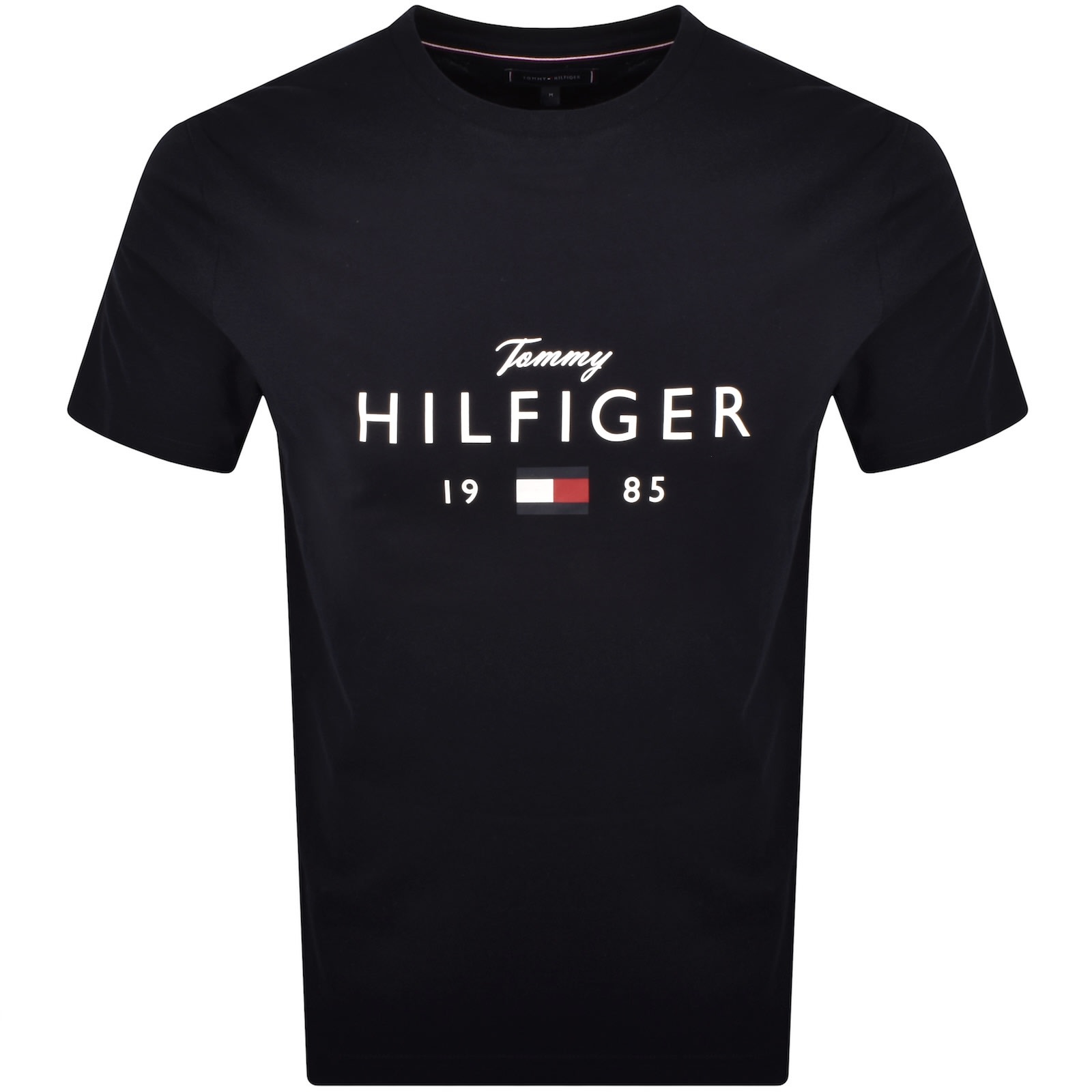Tommy Hilfiger Logo Brand Love T Shirt Navy In Black