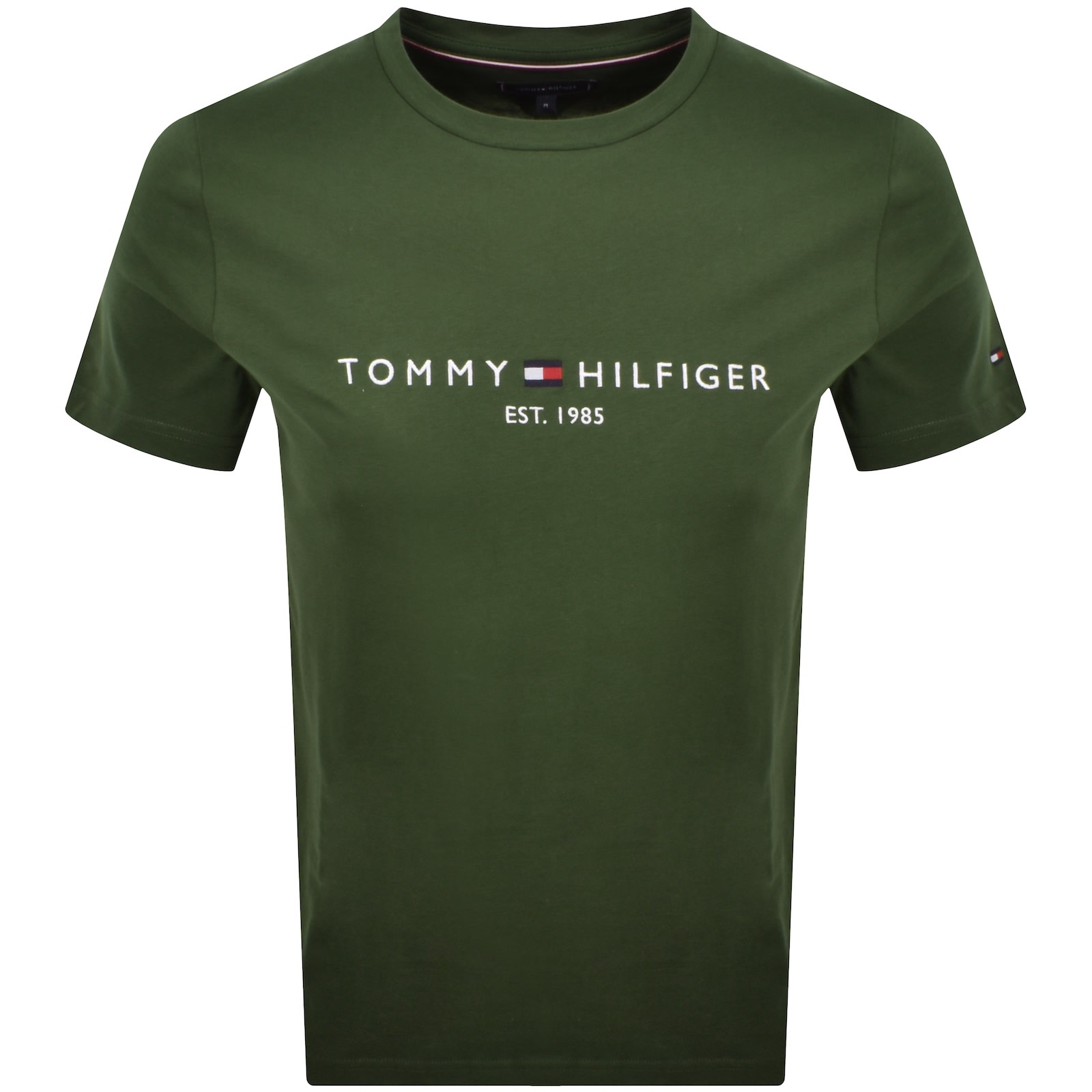 Tommy Hilfiger Logo Slim Fit T Shirt Green