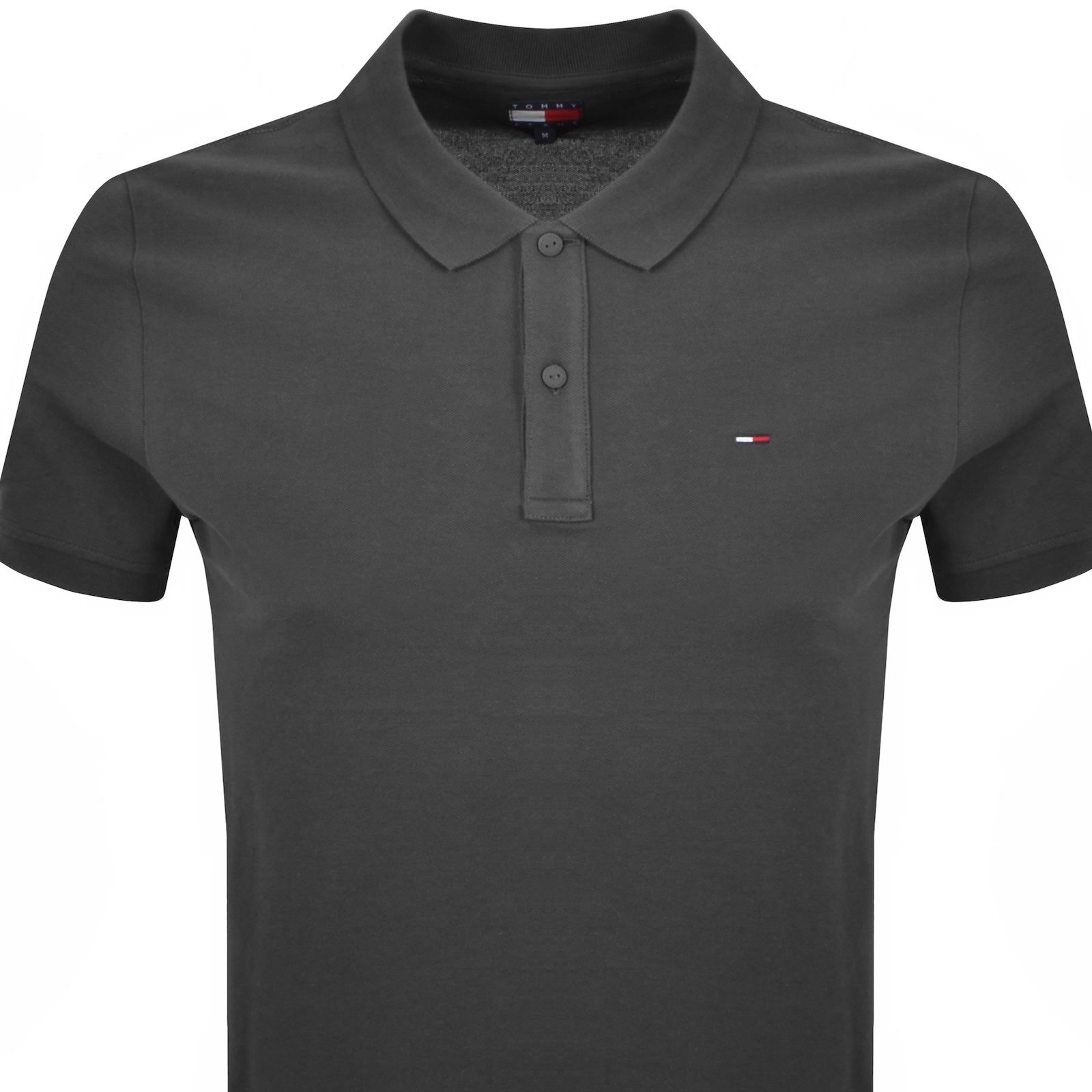 Tommy Jeans Slim Placket Short Sleeve Polo Shirt In Black