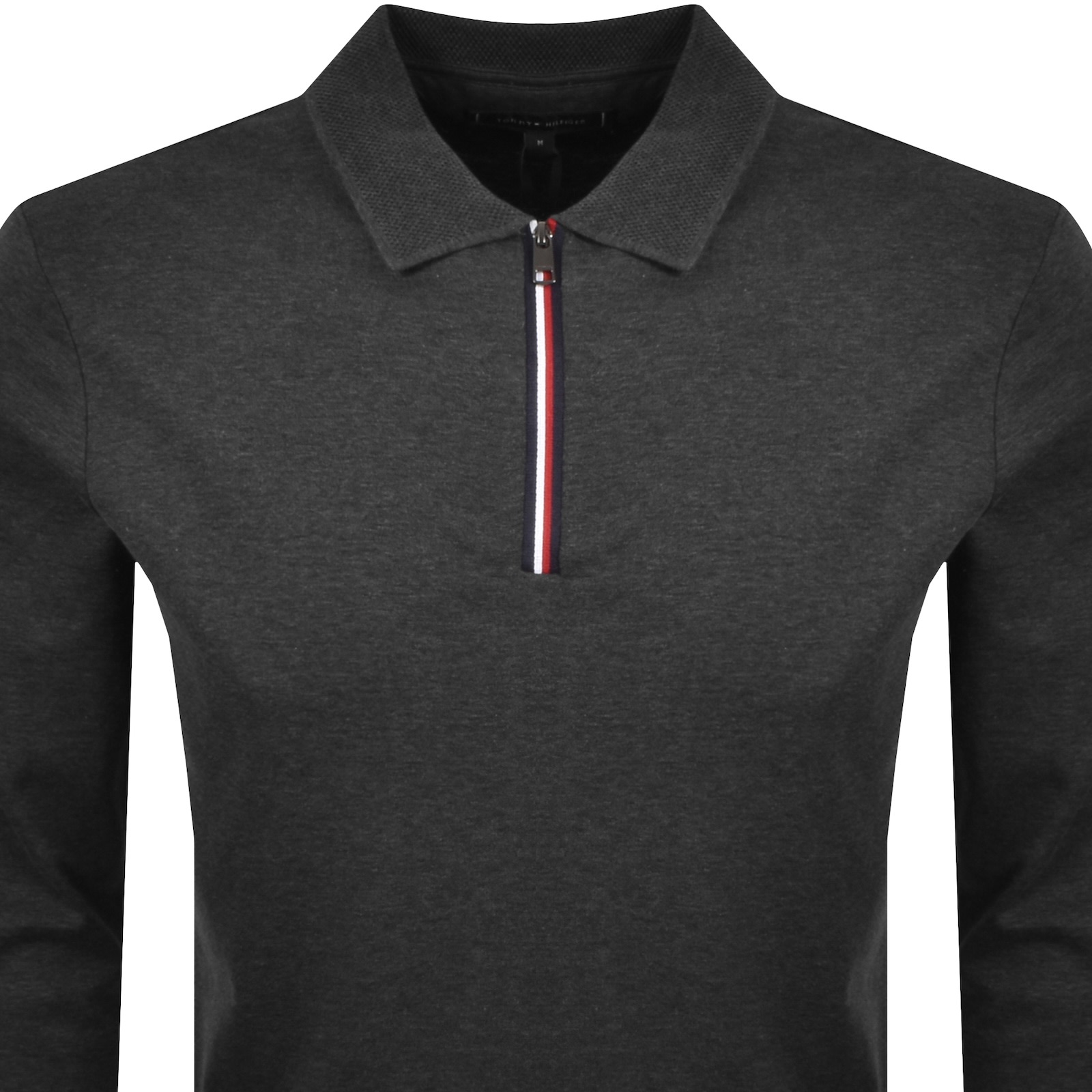 Tommy Hilfiger Interlock Zip Polo T Shirt Grey In Black