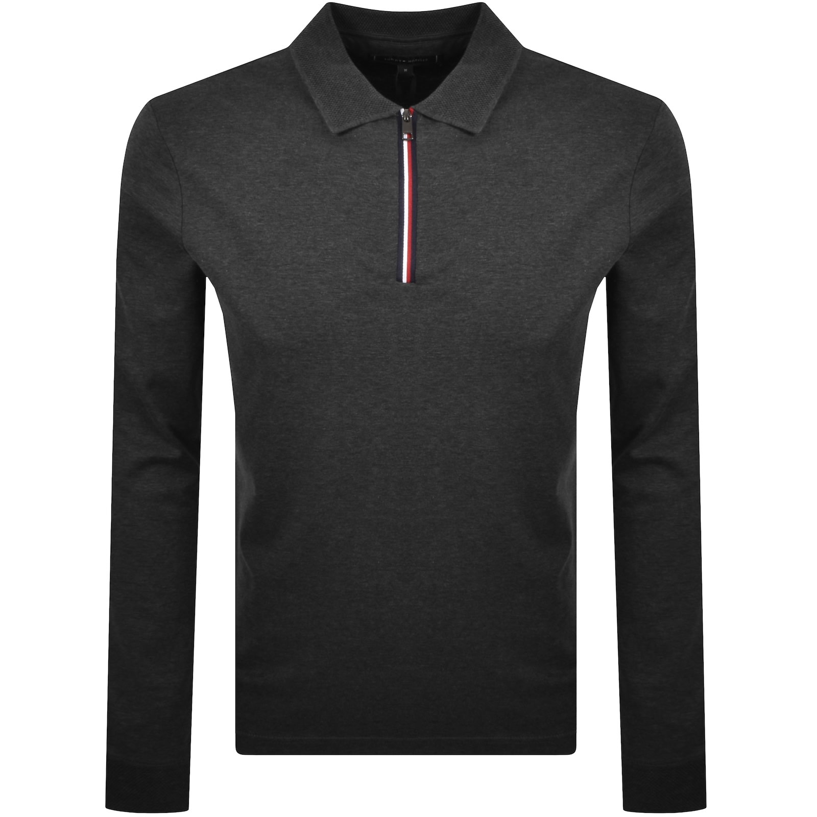 Tommy Hilfiger Interlock Zip Polo T Shirt Grey In Black