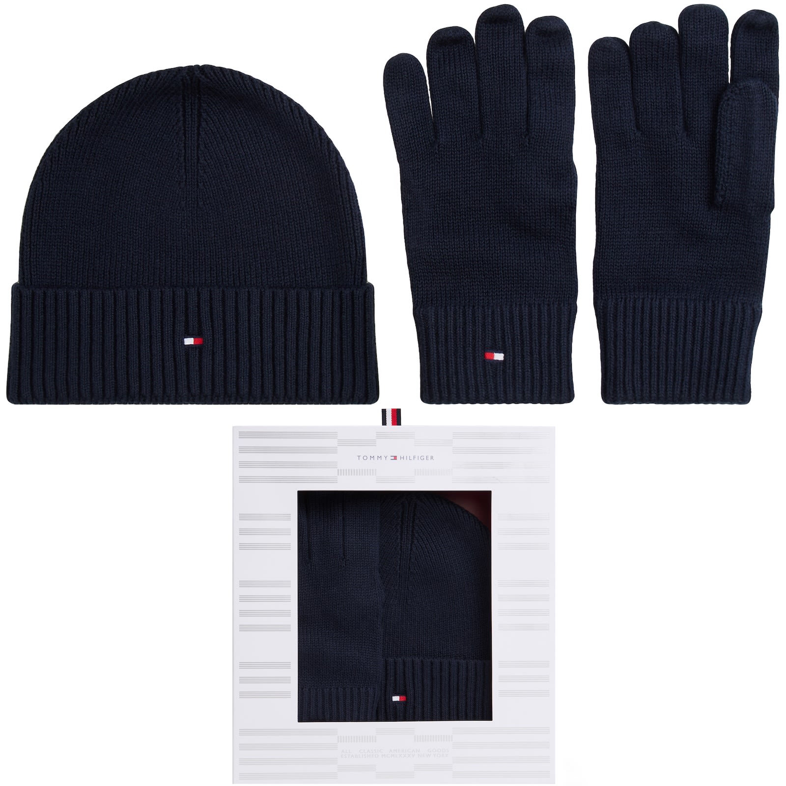 Tommy Hilfiger Beanie And Gloves Gift Set Blue