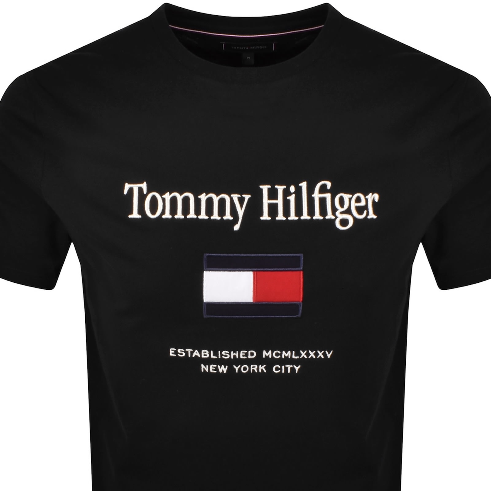 Tommy Hilfiger Embro Flag T Shirt Black In Black