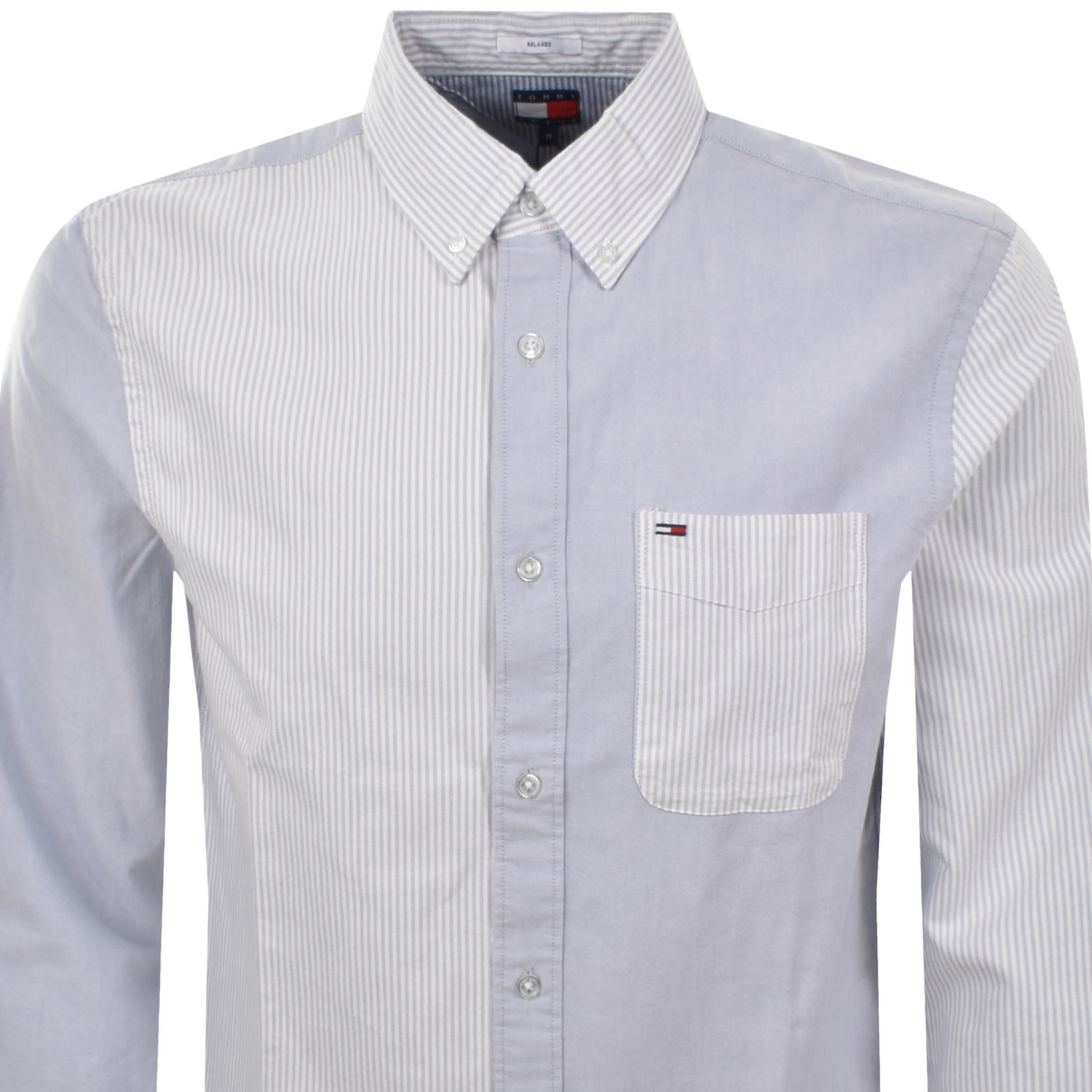 Tommy Jeans Striped Relaxed Fit Oxford Shirt Blue In White