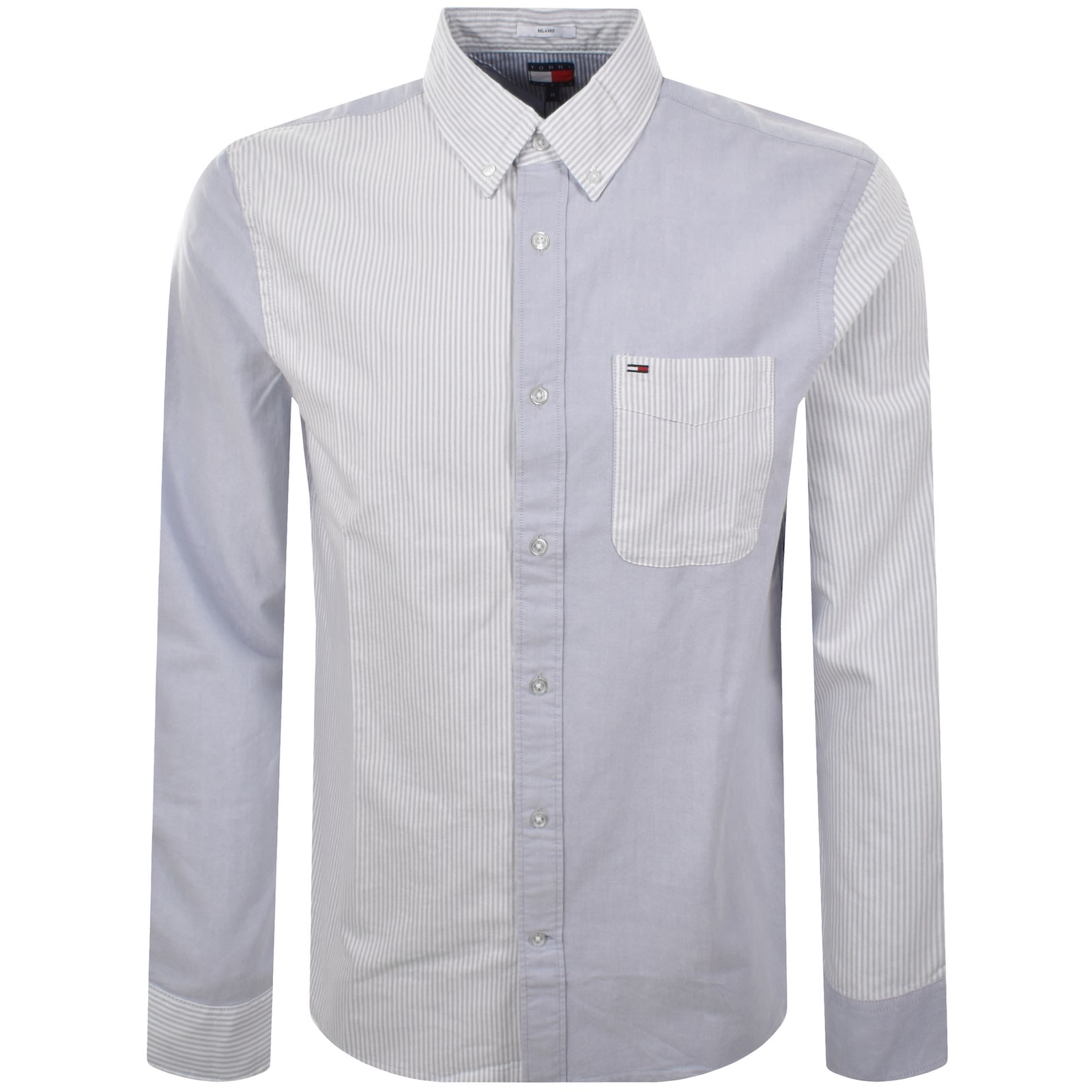 Tommy Jeans Striped Relaxed Fit Oxford Shirt Blue In White