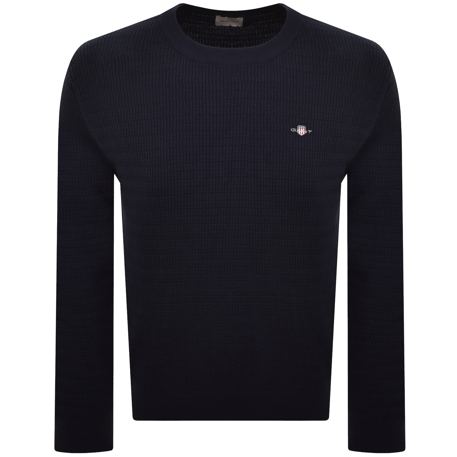 Gant Cable Knit Crew Neck Jumper Navy In Blue