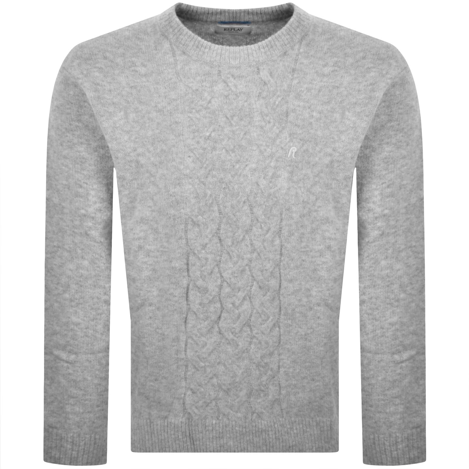 Replay Crew Neck Knit Jumper Grey In Gray