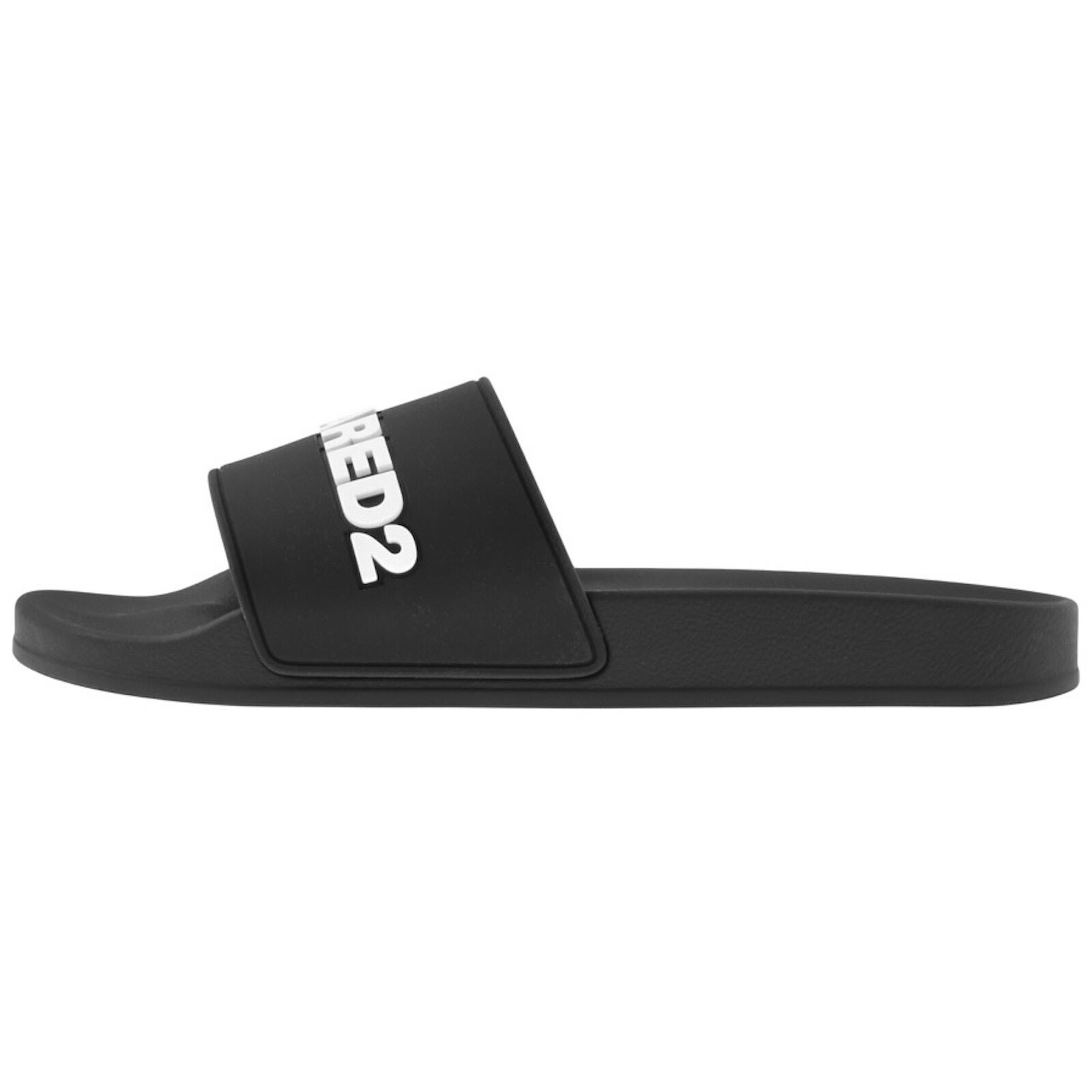 Dsquared2 Logo Slide Sandal Open Toe Flat Sole In Multi