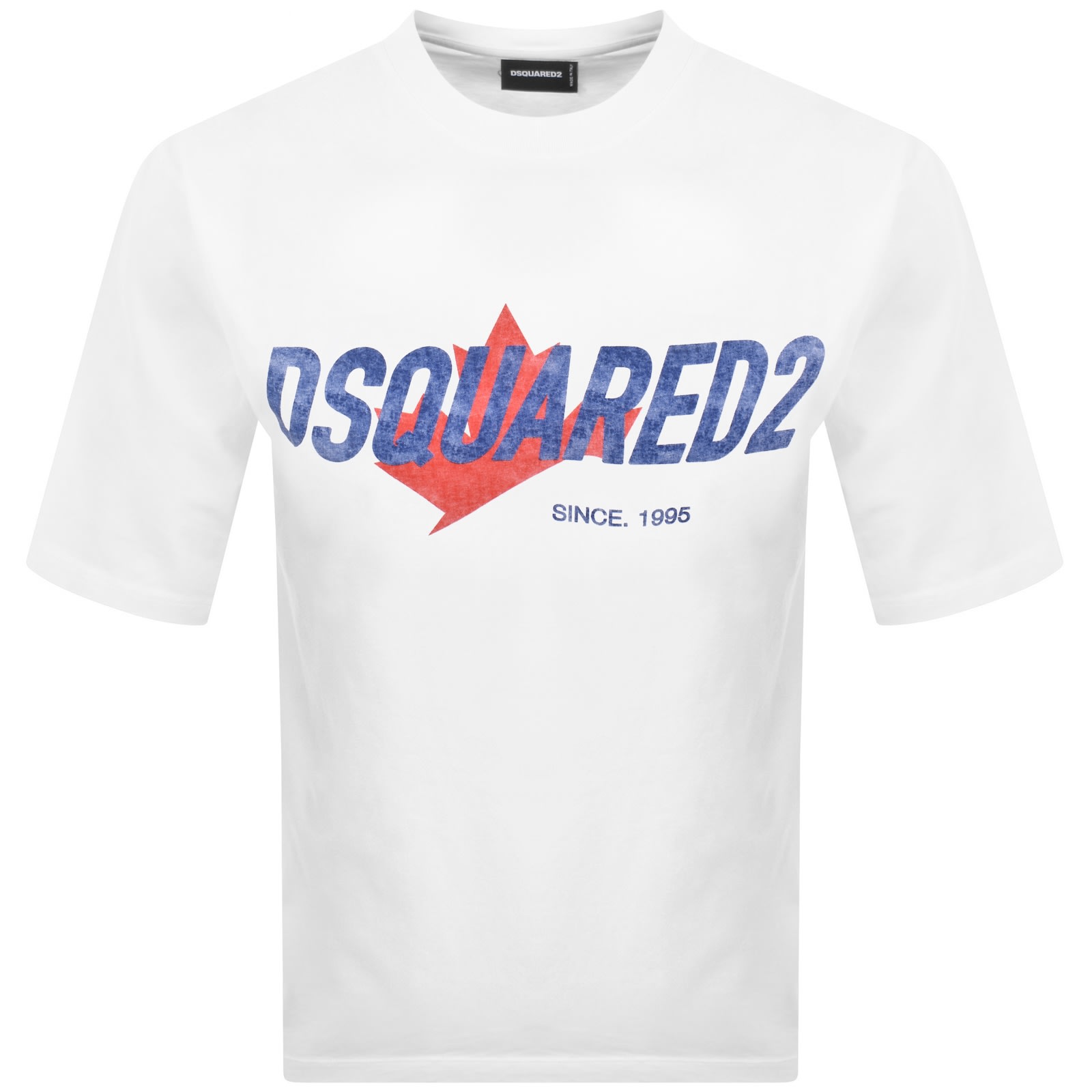 Dsquared2 White T-shirt With Logo Print On The Front In Cotton Man In White
