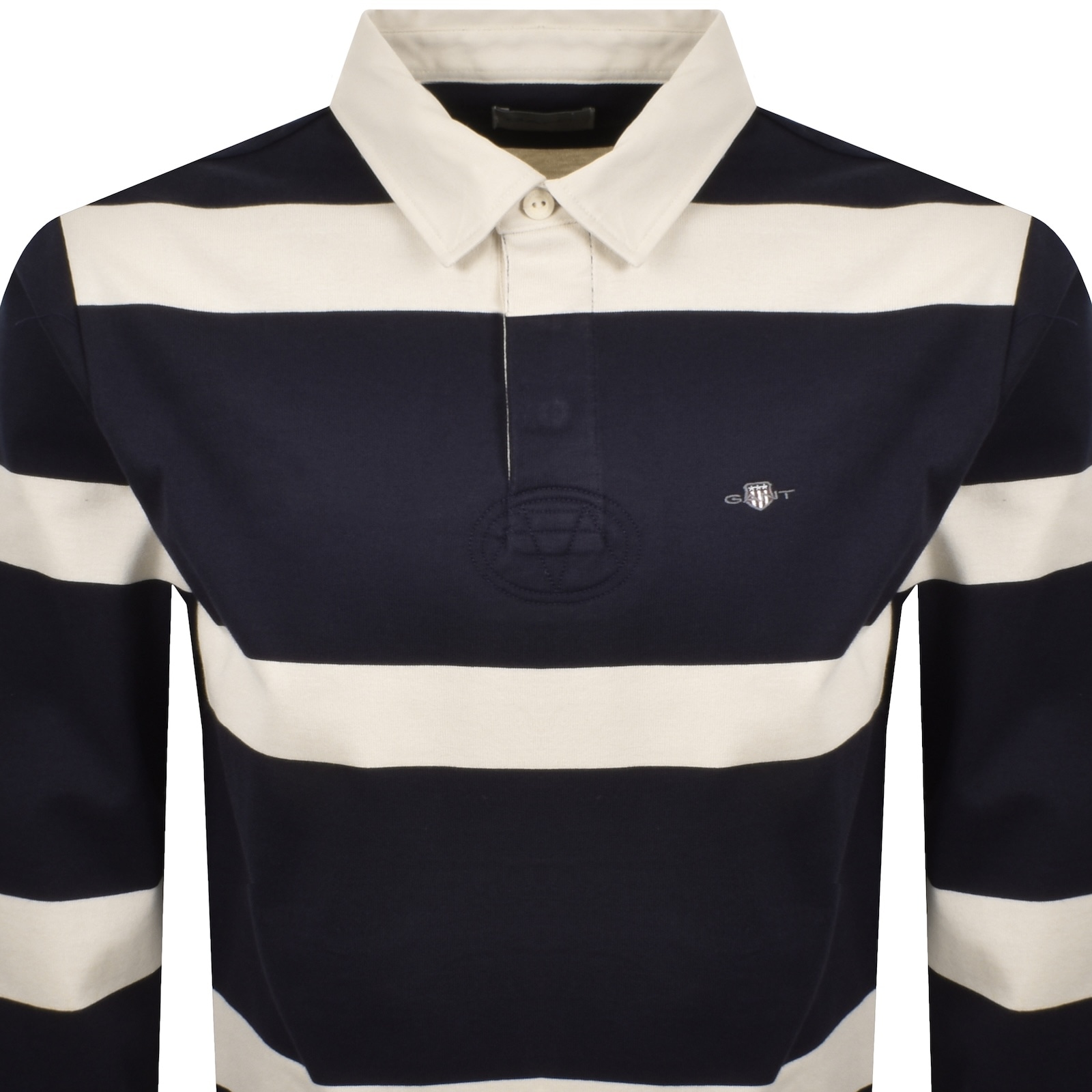 Gant Striped Rugger Polo T Shirt Navy In Blue