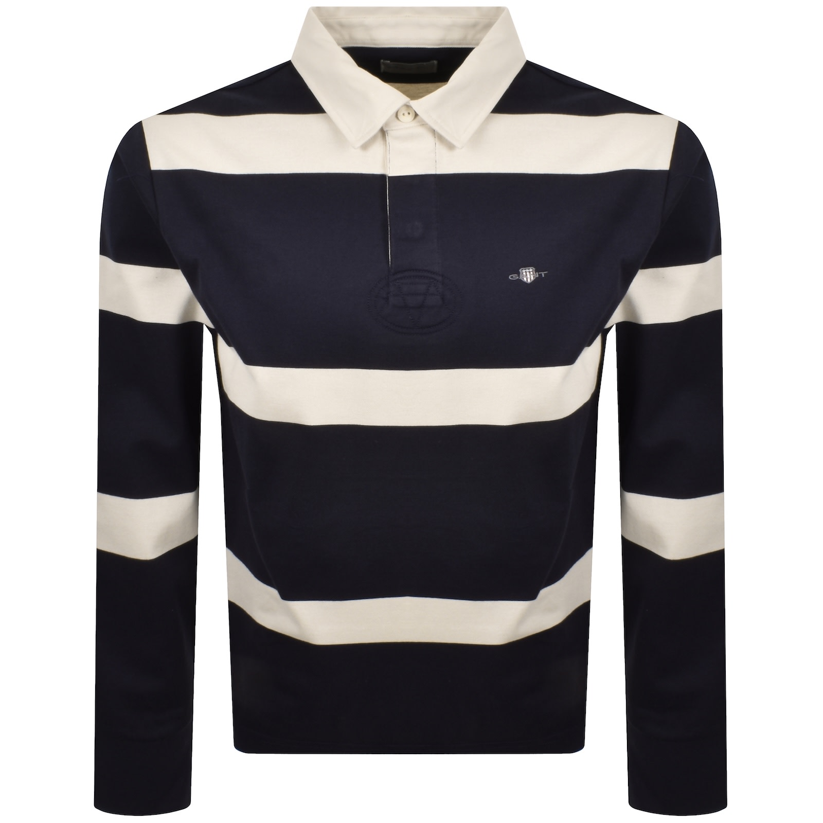 Gant Striped Rugger Polo T Shirt Navy In Blue