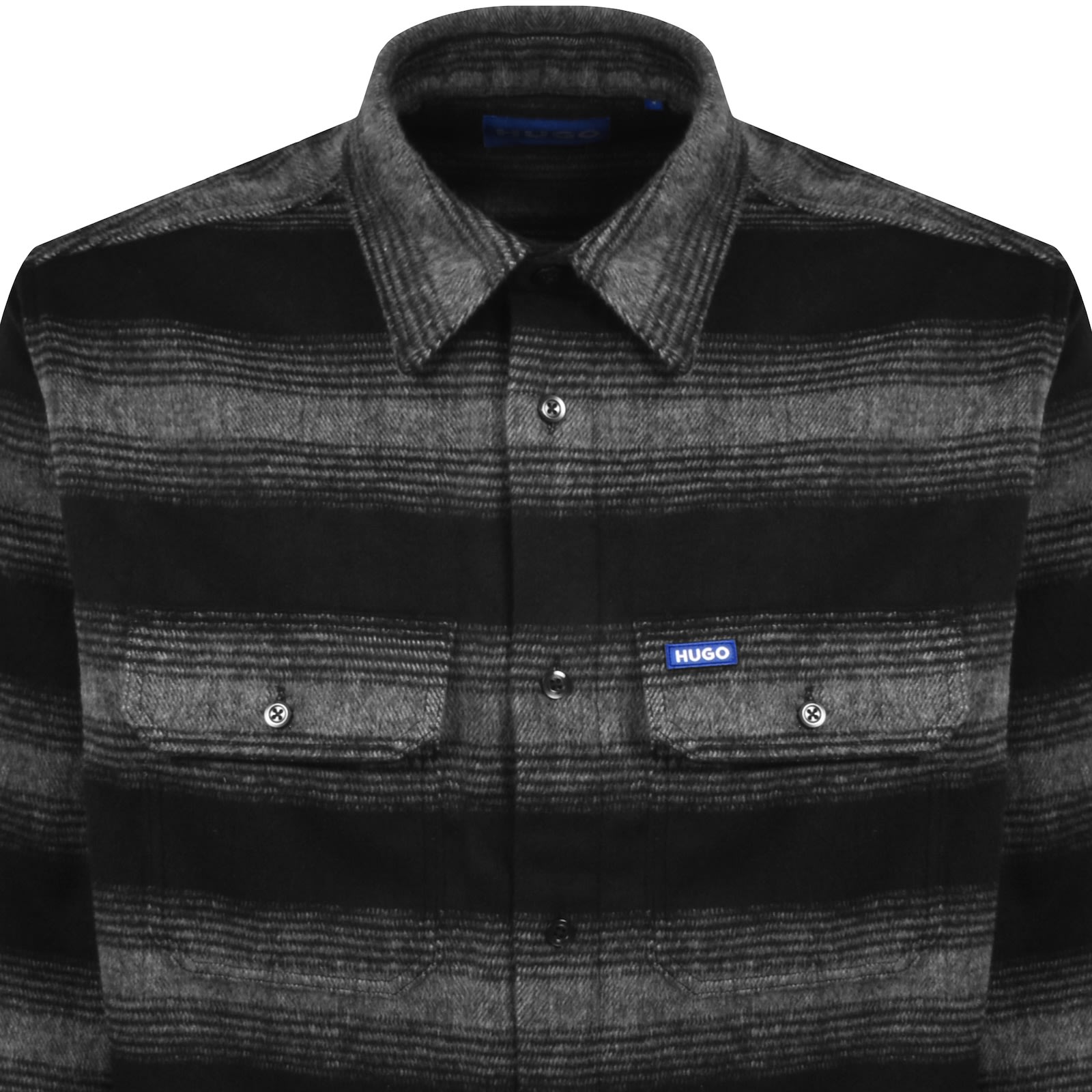 Hugo Blue Ebolt Check Overshirt Black In Black