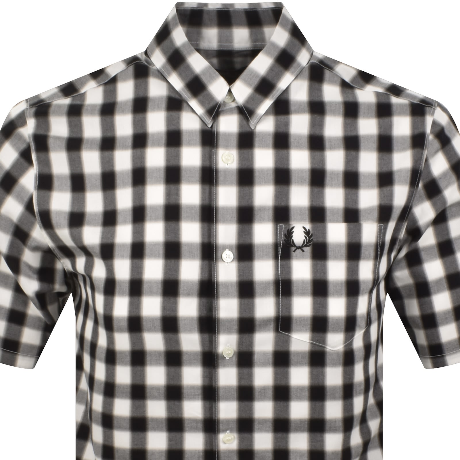 Fred Perry Blurred Gingham Shirt White In Black