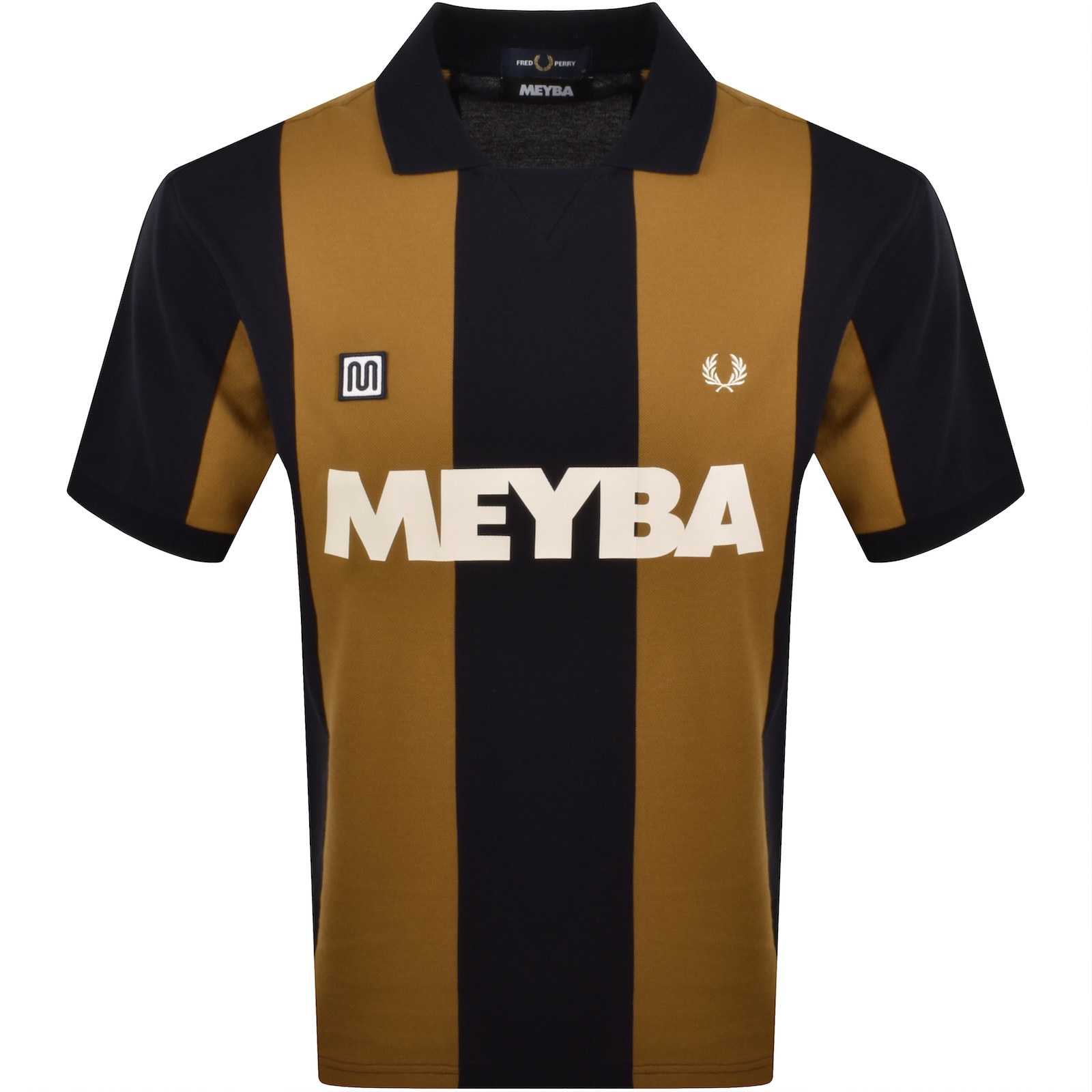 Fred Perry Meyba Cut And Sew Polo Shirt Navy In Brown