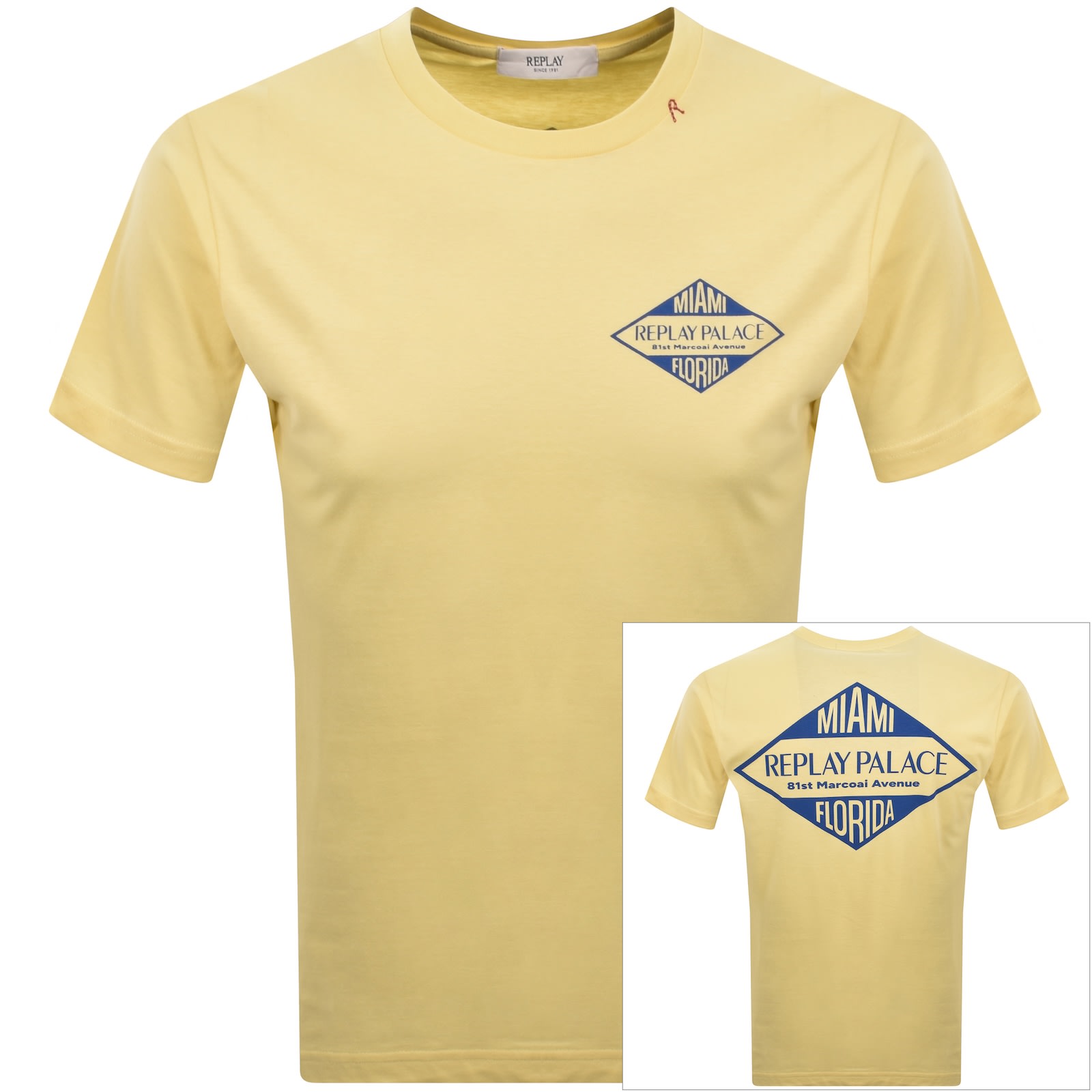 Replay Graphic T Shirt Pale Yellow
