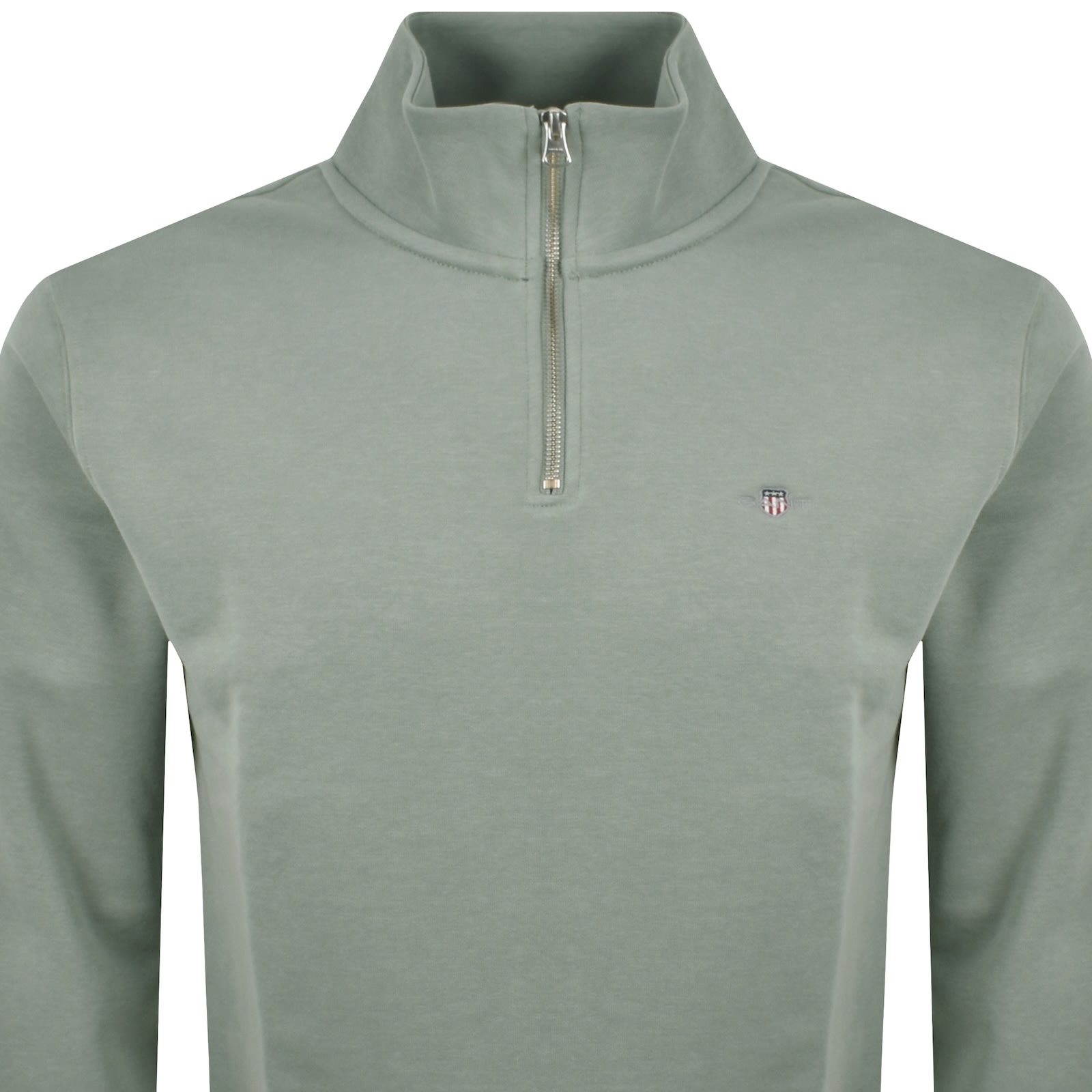 Gant Mens Regular Fit Shield Logo Half Zip Sweatshirt In Green