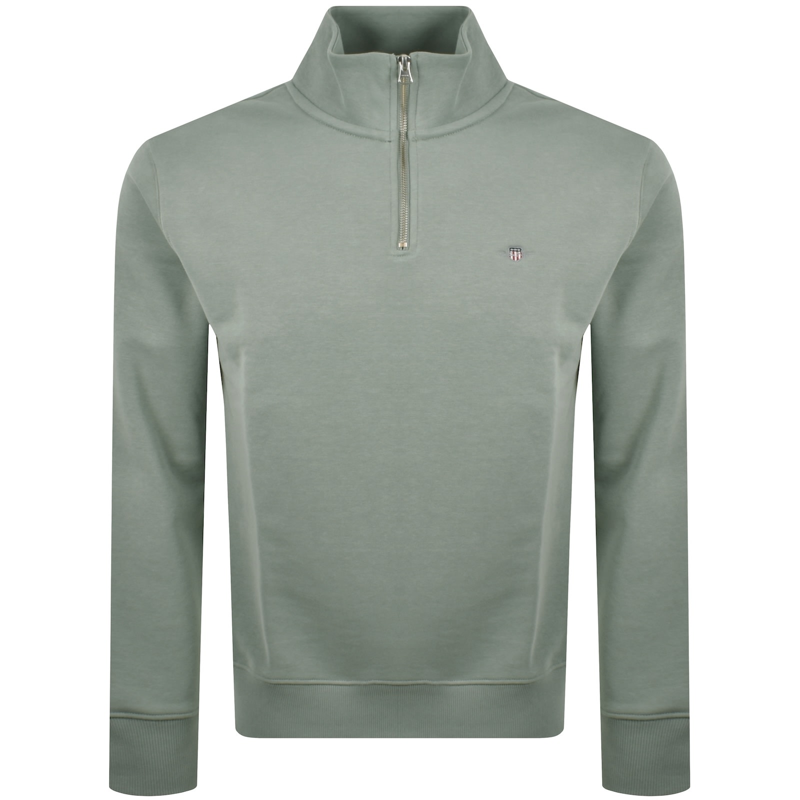 Gant Mens Regular Fit Shield Logo Half Zip Sweatshirt In Green
