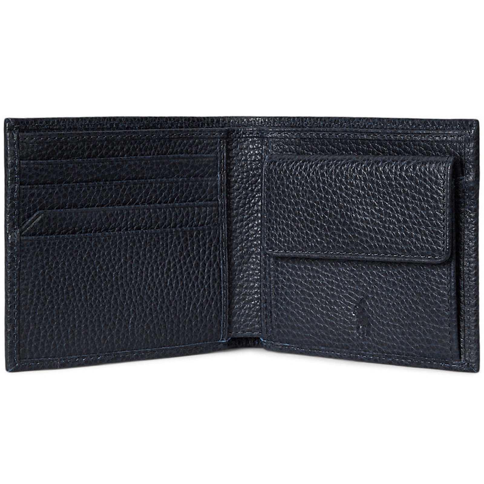 Ralph Lauren Billfold Coin Leather Wallet Navy In White
