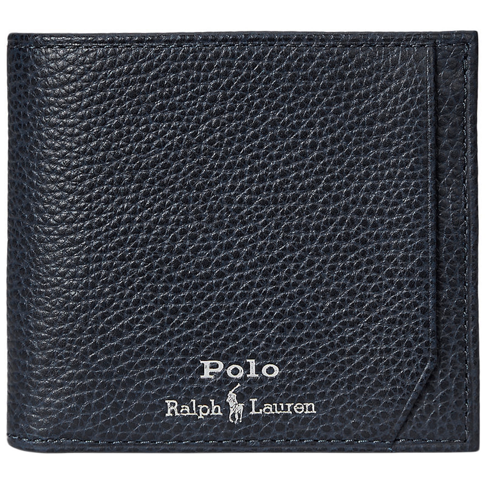 Ralph Lauren Billfold Coin Leather Wallet Navy In White