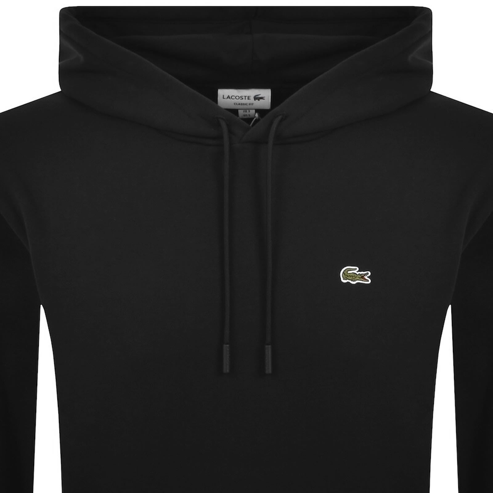 Lacoste Logo Pullover Hoodie Black In Black