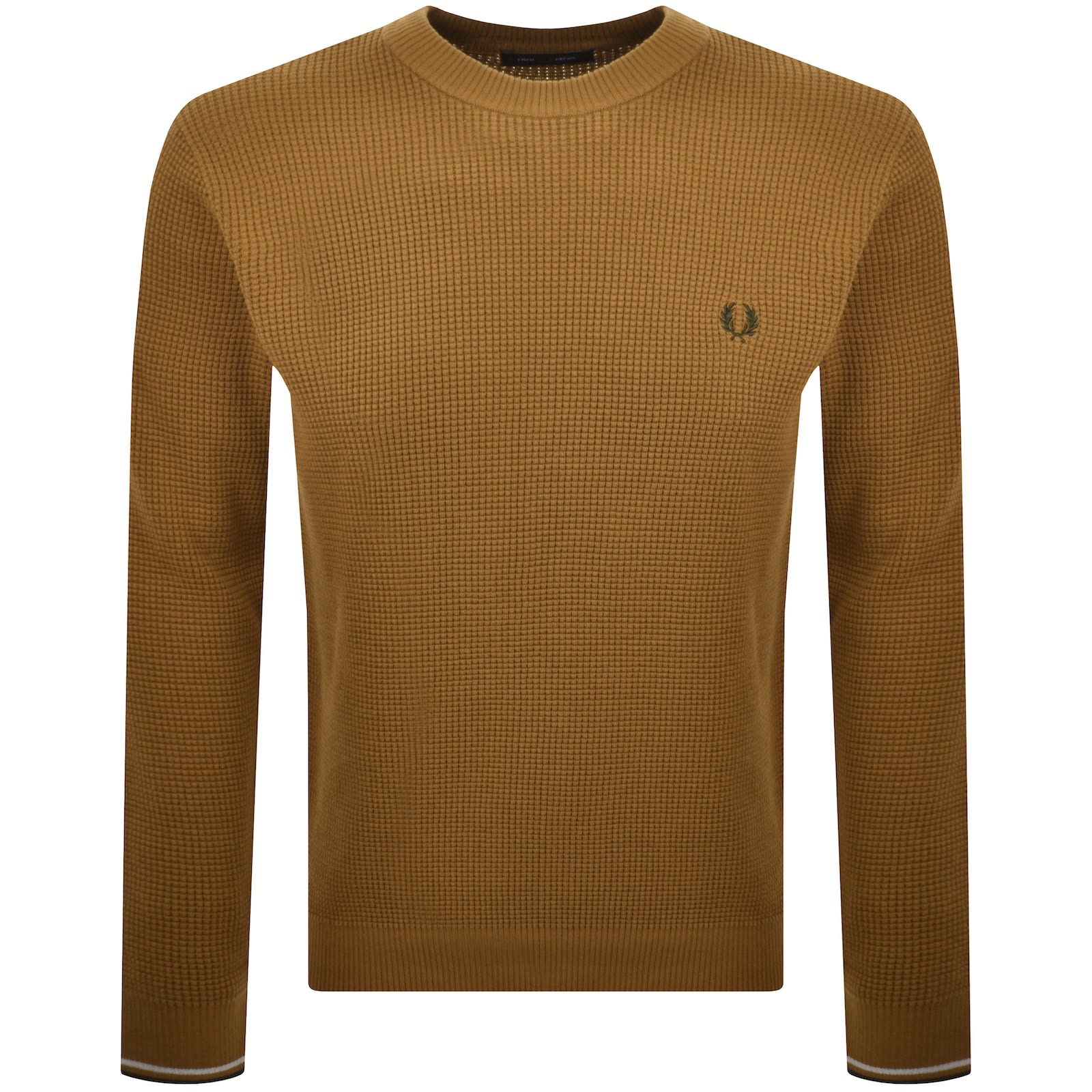 Fred Perry Waffle Stitch Knit Jumper Brown