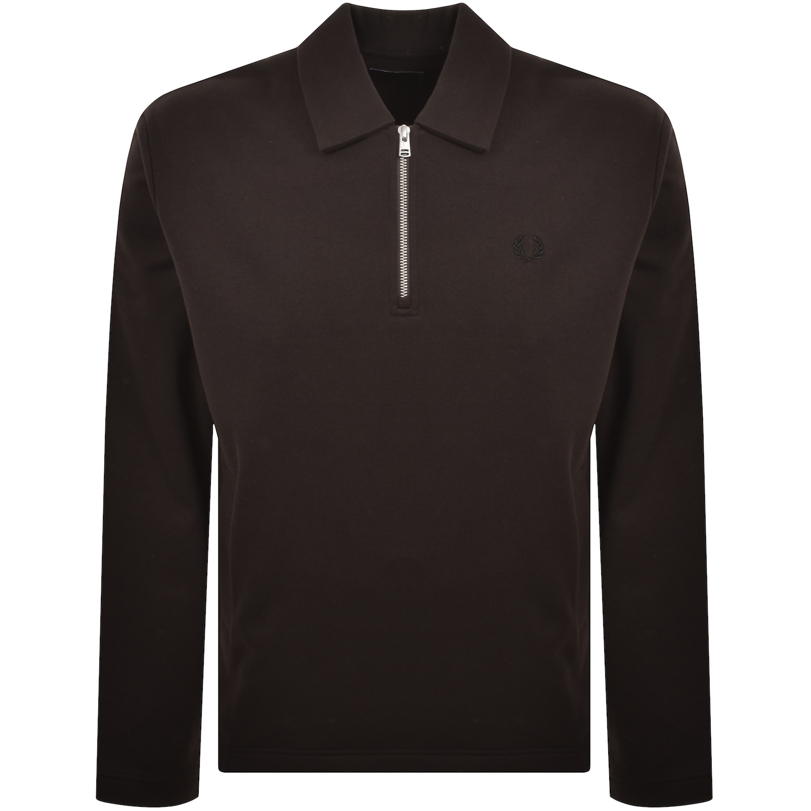 Fred Perry Quarter Zip Sweatshirt Rich Brown