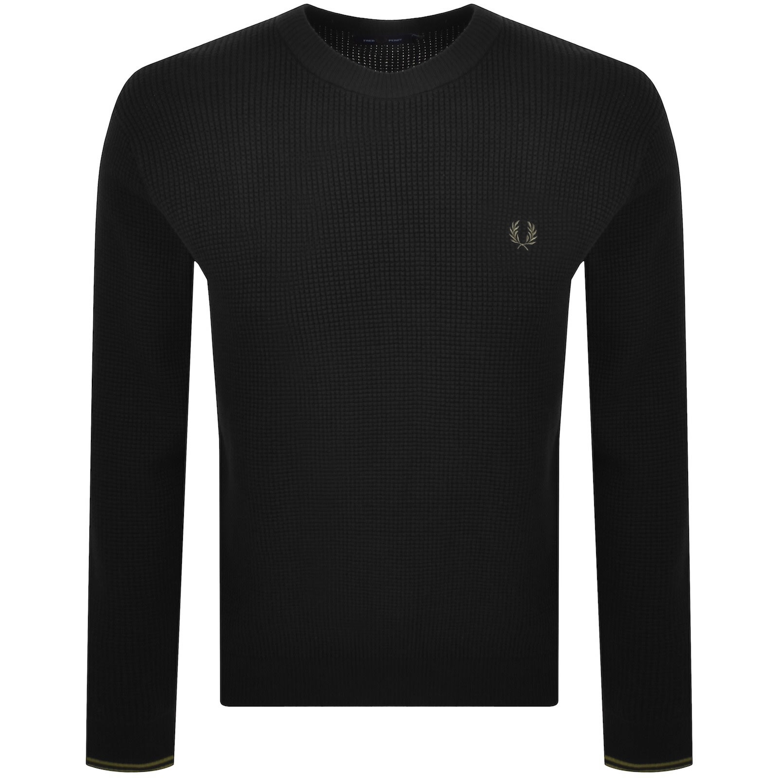 Fred Perry Waffle Stitch Knit Jumper Black