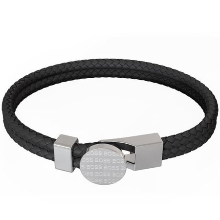 Product Image for BOSS Braided Leather Bracelet Black