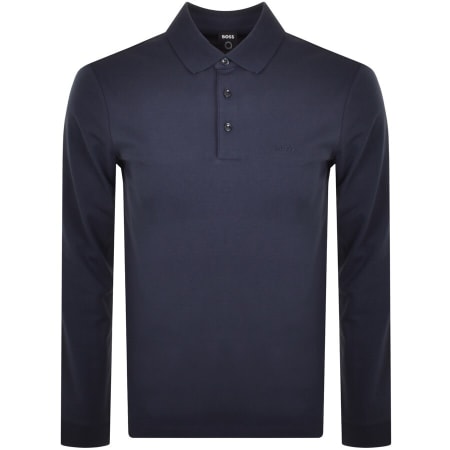 Product Image for BOSS Pado 30 Long Sleeved Polo T Shirt Navy