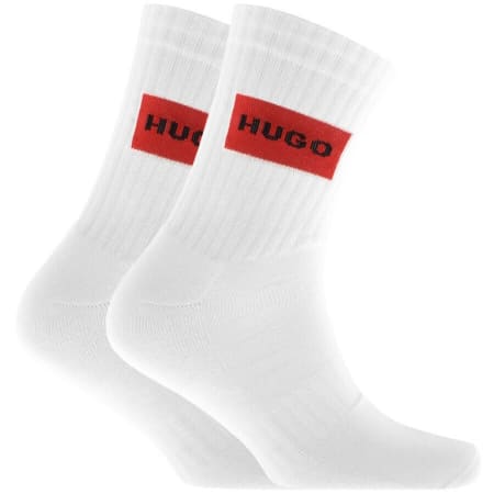Product Image for HUGO 2 Pack Logo Socks White