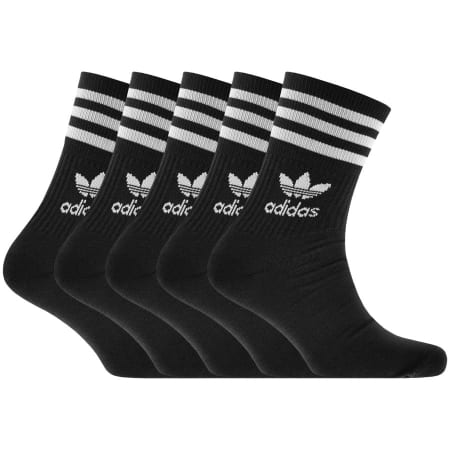 Product Image for adidas Originals Five Pack Mid Cut Crew Socks Blac