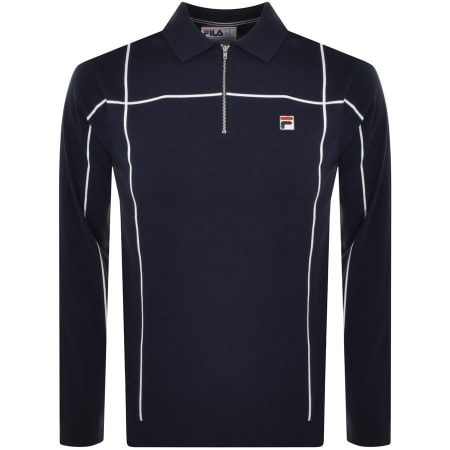 Product Image for Fila Vintage Long Sleeve Knitted Polo T Shirt Navy
