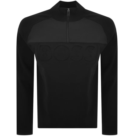 Product Image for BOSS Half Zip Zine Knit Jumper Black