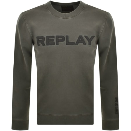 Product Image for Replay Crew Neck Logo Sweatshirt Khaki