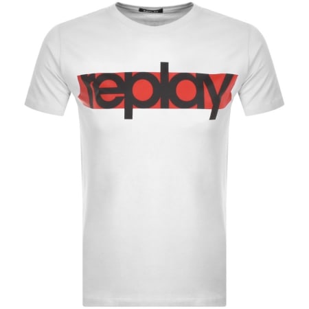 Product Image for Replay Logo Crew Neck T Shirt White