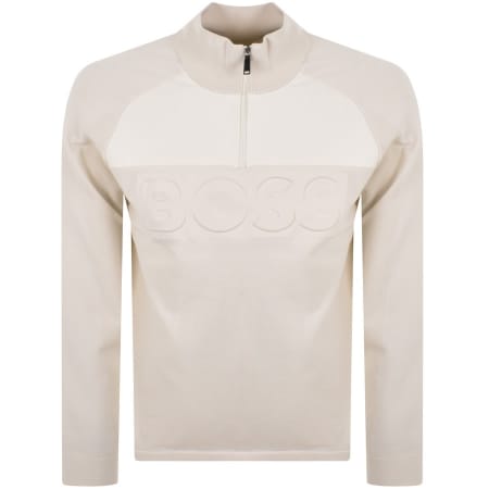 Product Image for BOSS Half Zip Zine Knit Jumper Cream