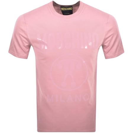 Product Image for Moschino Short Sleeve Milano Logo T Shirt Pink