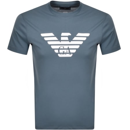 Product Image for Emporio Armani Crew Neck Logo T Shirt Blue