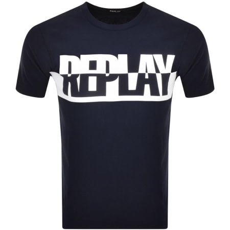 Product Image for Replay Logo Crew Neck T Shirt Navy